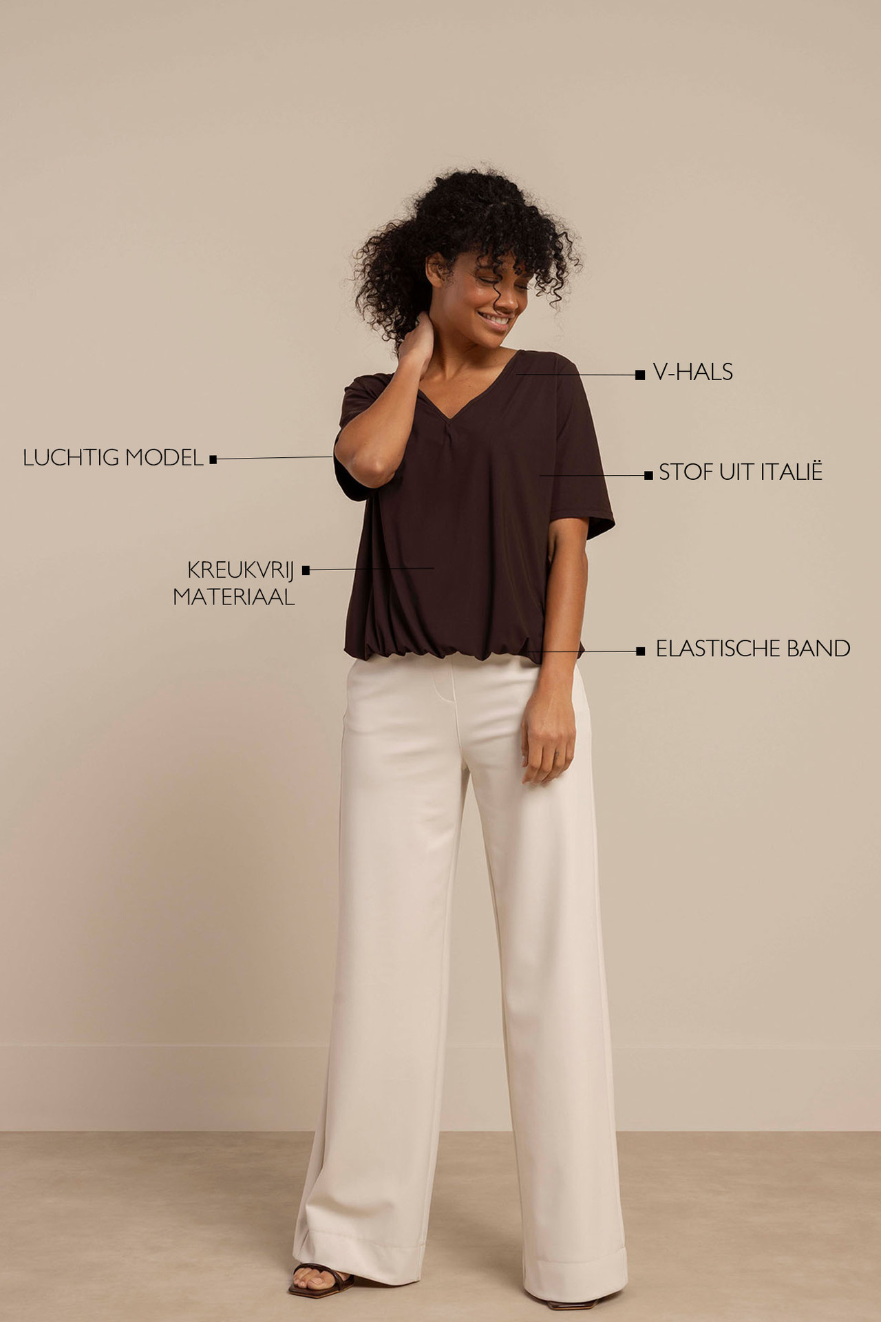Studio Anneloes Vicky Shirt Espresso, dames shirt in espressokleur